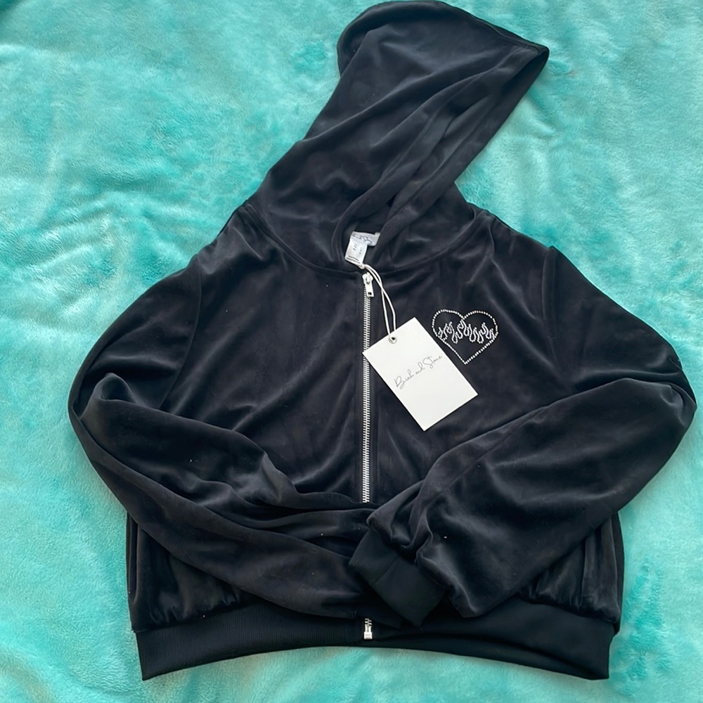 Birch and Stone black cropped hoodie